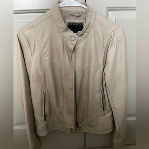 Beige Vintage Leather Jacket